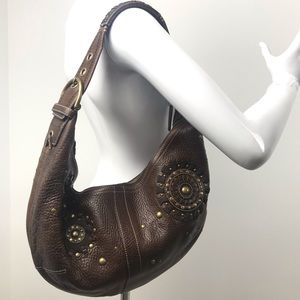 Coach Brown Pebbled Leather Hobo Shoulder Bag